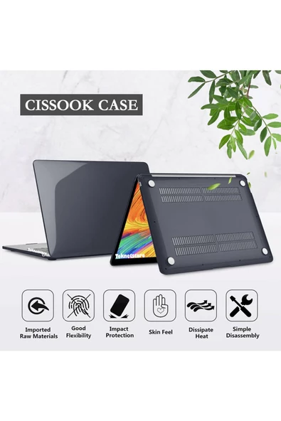 Apple Macbook Air M3 13.6 Inç 2024 M3 Çip A3113 Uyumlu Siyah Şeffaf Kılıf Koruyucu Sert Kapak Parlak  Siyah Şeffaf - 6