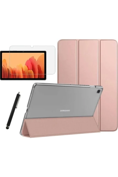 Samsung Galaxy Tab A8 10.5 Inç Sm-x200 Smart Kapak Katlanabilir Kılıf+ekran Koruyucu+kalem  Rose Gold