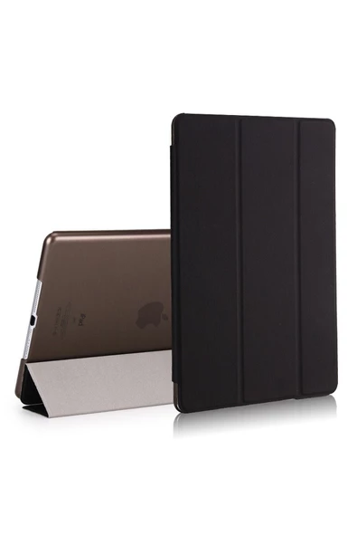 Apple Ipad Air 1 / 2 Ipad Nesil 9.7 Kılıf Pu Deri Smart Case A1566 A1567 Gri  Siyah