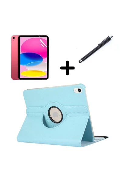 Apple Ipad 10. Nesil 10.9 2022 (a2696 A2757 A2777) Uyku Modlu Dönen Tablet Kılıfı Ekran Kalem  TURKUAZ