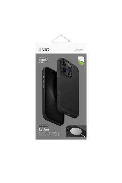 İphone 16 Pro Kılıf Lyden Serisi Deri Kaplama Magsafe Özellikli (MagClick™) Premium Kılıf  Black - 6