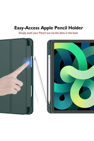 IPad 10.Nesil 10.9 İnç 2022 Uyumlu Kılıf Kalem Bölmeli Uyku Modlu Standlı Silikon A2757 A2777 A2696  LAVANTA - 4