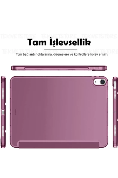 Ipad Air 6 11 Inç M2 Çip 2024 Uyumlu Tablet Kılıfı İnce Tasarım Smart Cover Standlı Akıllı Kapak  Mürdüm - 5