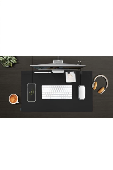 Masaüstü Düzenleyici Mat Hagen Serisi Vegan Deri Manyetik Kablo Düzenleyici Çift Renk Mouse Pad  Blue Black - 2