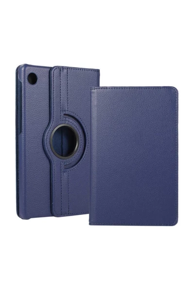 Samsung Galaxy Tab A9 8.7 Inç Tablet Uyumlu Kılıf 360° Dönebilen Deri Leather New Style Case  LACİVERT