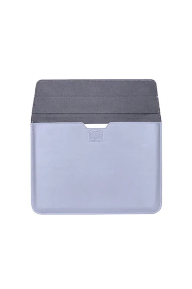 Macbook Air 13.6 M2 M3 M4 Çip 2022 2024 2025 A2681 A3113 A3240 Uyumlu Çanta Pu Deri Stantlı Tasarım  Lila - 2