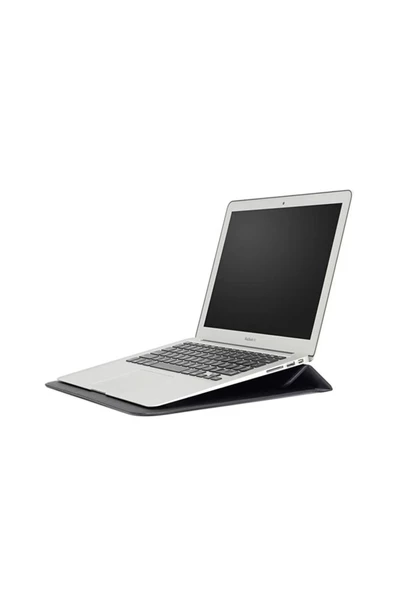 Apple Macbook Pro 14 inç M3 A2992 A2918 Uyumlu Deri Mıknatıslı Çanta Stantlı Şık Tasarım  Siyah - 5