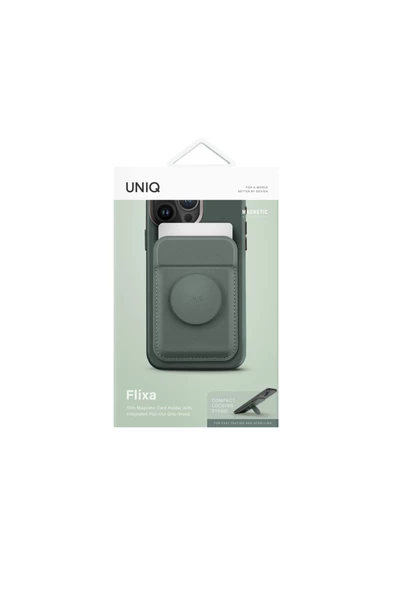 Telefon Modelleri Ile Uyumlu Kartlık Flixa Serisi Manyetik Stand Olma Popsocket Özelliği  Lichen Green - 6