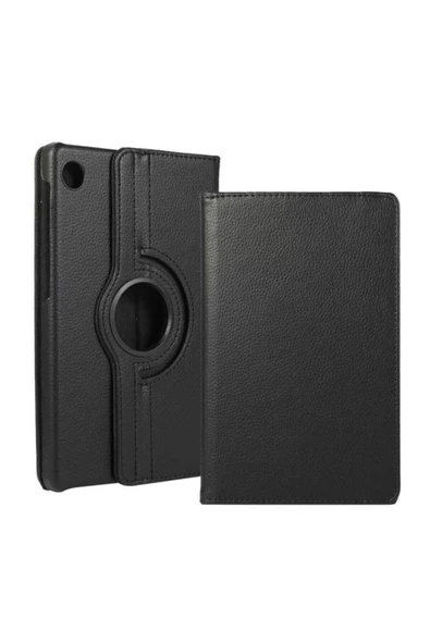 Samsung Galaxy Tab A9 8.7 Inç Tablet Uyumlu Kılıf 360° Dönebilen Deri Leather New Style Case  SİYAH