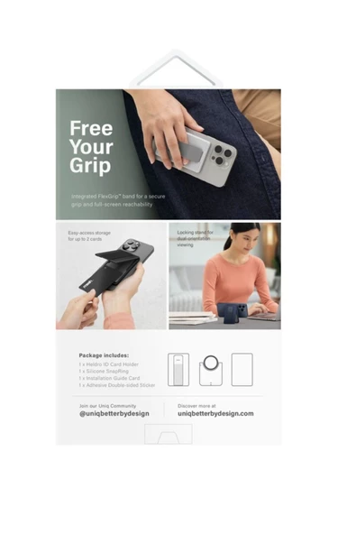 Telefon Modelleri Ile Uyumlu Kartlık Heldro ID Serisi Manyetik Stand Olma Özelliği FlexGrip™? Band  Chalk Grey - 7