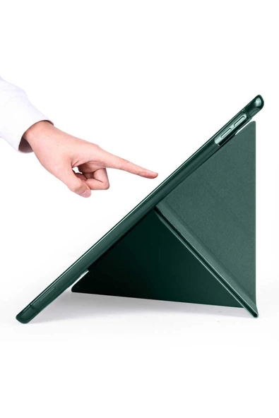 Xiaomi Pad 6 11 inç 2023 Uyumlu Kılıf Katlanır Kalemlikli Standlı Uyku Modlu Akıllı Kapak Origami  Koyu Yeşil