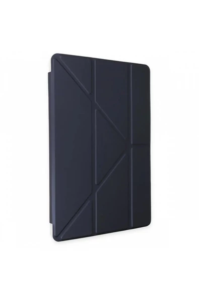 Samsung Galaxy Tab S10+ Plus 12.4" Kalem Bölmeli Uyku Modlu Arkası Silikon Kapak Kılıf  LACİVERT - 5