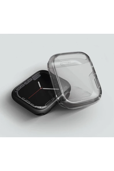 Apple Watch 46mm Uyumlu Grade Hybrid Serisi Şeffaf Kılıf Kasa Ve Ekran Koruyucu 360 Tam Koruma Kapak  Smoke - 4