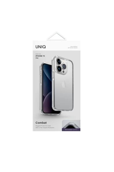 iPhone 15 Pro Kılıf Combat Serisi Üç Katmanlı Koruma ShockSorb™ Teknolojisi Koruyucu Kapak  Clear - 5