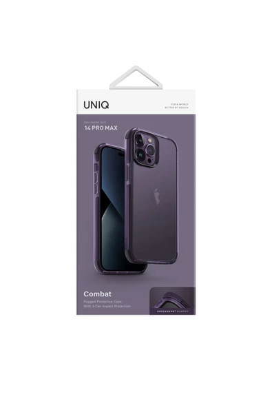 iPhone 14 Pro Max Kılıf Combat Serisi Üç Katmanlı Koruma ShockSorb™ Teknolojisi Koruyucu Kapak  Deep Purple - 5