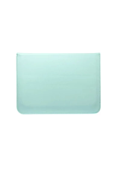 Macbook Air 13.6 M2 M3 M4 Çip 2022 2024 2025 A2681 A3113 A3240 Uyumlu Çanta Pu Deri Stantlı Tasarım  Turkuaz - 5