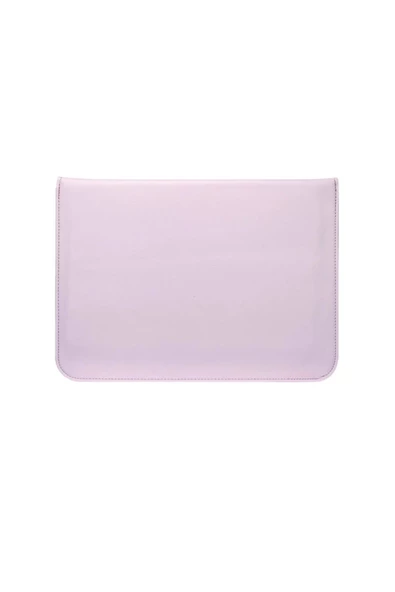 Apple Macbook Pro 14 inç M3 A2992 A2918 Uyumlu Deri Mıknatıslı Çanta Stantlı Şık Tasarım  Açık Pembe - Resim 5