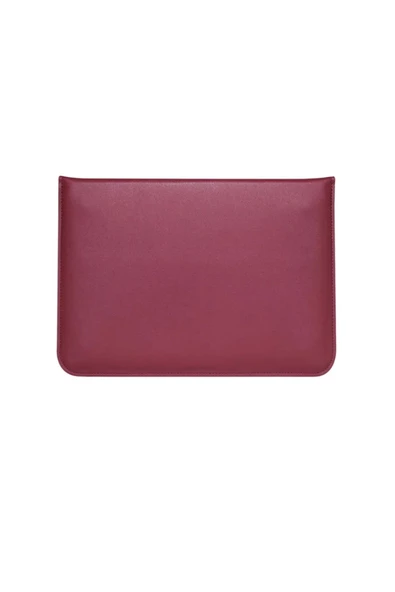 Macbook Air 13.6 M2 M3 M4 Çip 2022 2024 2025 A2681 A3113 A3240 Uyumlu Çanta Pu Deri Stantlı Tasarım  Mürdüm - 5