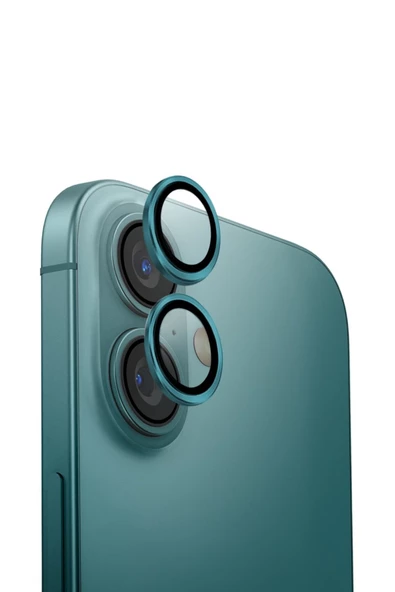 İphone 16 / Iphone 16 Plus Lens Koruyucu AluGuard Serisi Cam Alüminyum Çerçeve  Emerald