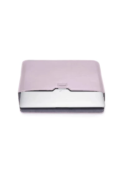 Macbook Air 13.6 M2 M3 M4 Çip 2022 2024 2025 A2681 A3113 A3240 Uyumlu Çanta Pu Deri Stantlı Tasarım  Açık Pembe - 6
