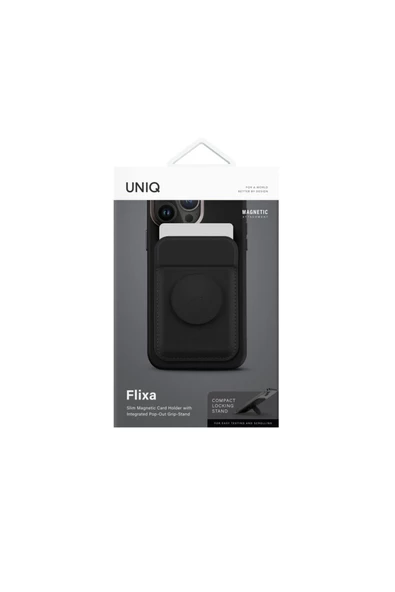 Telefon Modelleri Ile Uyumlu Kartlık Flixa Serisi Manyetik Stand Olma Popsocket Özelliği  Black - 6