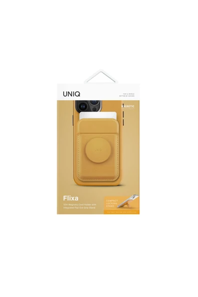 Telefon Modelleri Ile Uyumlu Kartlık Flixa Serisi Manyetik Stand Olma Popsocket Özelliği  Canary Yellow - 6