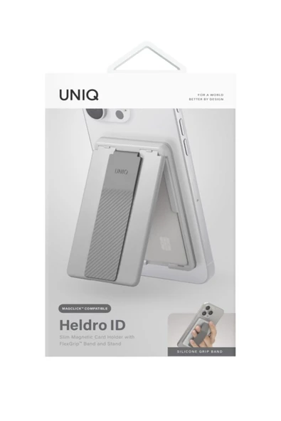 Telefon Modelleri Ile Uyumlu Kartlık Heldro ID Serisi Manyetik Stand Olma Özelliği FlexGrip™? Band  Chalk Grey - 6