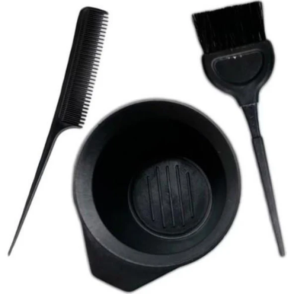 Saç Boyama Seti 3 Parça, Boya Fırçası + Krepe Tarağı Kabı - 2