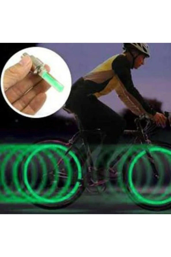 yeşil Hareket Sensörlü Işıklı Bisiklet MOtorsiklet Sibop Kapağı(2li) - Resim 2