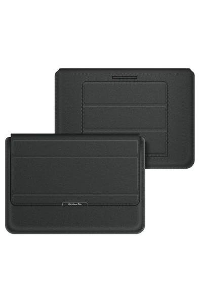 Macbook Pro Air 13 M1-m2 2020/2022 A2179-a2337-a2338-a2251-a2159-a1989-a1708 Deri Mıknatıslı Çanta  13 - 14,9 inç Siyah - Resim 2