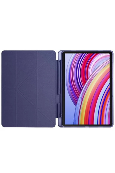 Xiaomi Redmi Pad Pro 12.1 / Poco Pad Uyumlu Kalem Bölmeli Standlı Kapaklı Uyku Modlu Akıllı Kılıf  Lacivert - 2