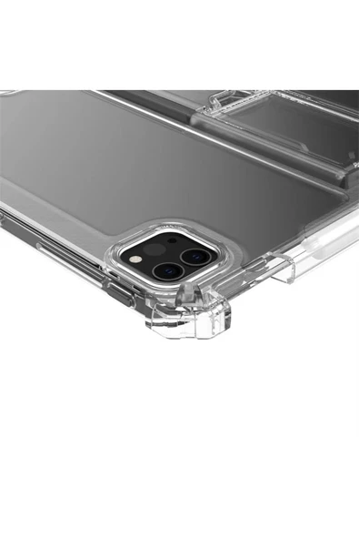Ipad Pro 11 2024 M4 Çip Uyumlu 360° Dönebilen Standlı Tablet Kılıfı Ekran Koruyucu ve Kalem Seti  Transparan - Resim 5