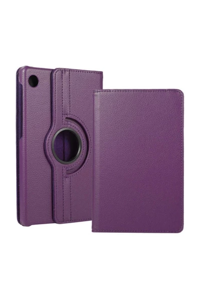 Samsung Galaxy Tab A9 8.7 Inç Tablet Uyumlu Kılıf 360° Dönebilen Deri Leather New Style Case  MOR