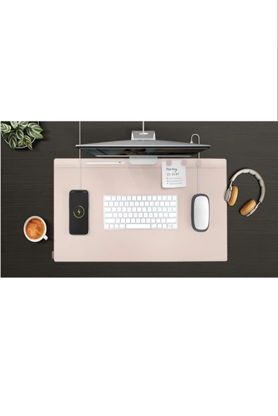 Masaüstü Düzenleyici Mat Hagen Serisi Vegan Deri Manyetik Kablo Düzenleyici Çift Renk Mouse Pad  Green Blush - 2