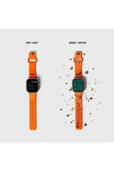 Apple Watch 49mm Ultra 2/1 - 46mm Seri 10-45mm Seri 9/8/7 44mm Seri SE2/SE/6/5/4 Extrem Spor Kayışı  Turuncu - 4
