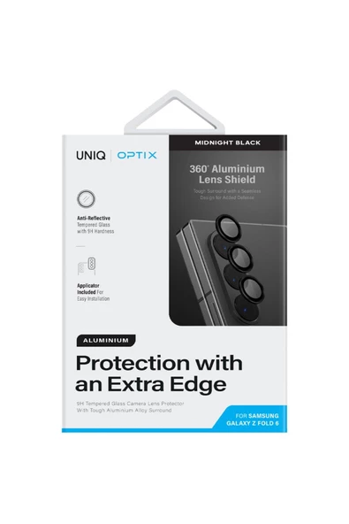 Samsung Galaxy Z Fold 6 Lens Koruyucu Optix Serisi True HD Netlik 9H Koruma Alüminyum Çerçeve  Black - 2