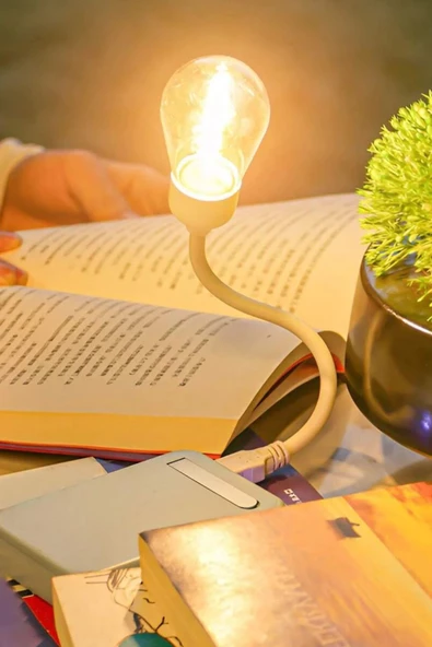 Kitap Okuma/Kamp Işığı/Gece Lambası Retro Otantik Usb Girişli Lamba Kırılmaz Lamba  İNCE UZUN AMPUL - 7