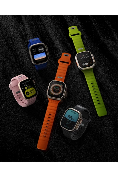 Apple Watch 49mm Ultra 2/1 - 46mm Seri 10-45mm Seri 9/8/7 44mm Seri SE2/SE/6/5/4 Extrem Spor Kayışı  Siyah - 3