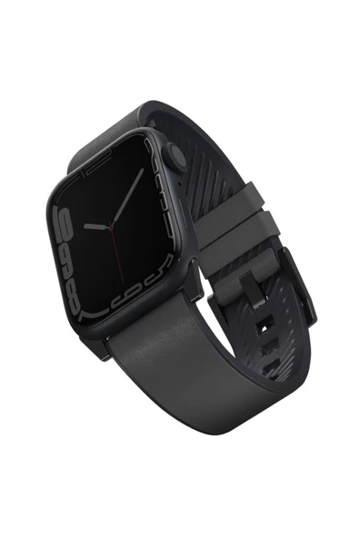 Apple Watch 49mm Ultra 2/1 - 46mm Seri 10 - 45mm Seri 9/8/7 - 44mm Seri SE2/SE/6/5/4 Deri Kordon  Grey