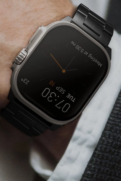 Apple Watch 49mm Ultra 2/1 - 46mm Seri 10 - 45mm Seri 9/8/7 - 44mm Seri SE2/SE/6/5/4 Metal Kordon  Black - 2