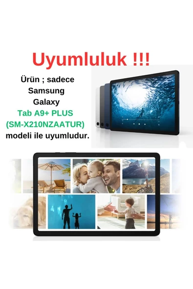 Samsung Galaxy Tab A9+Plus X210 X215 X217 Universal Dönerli Standlı Kılıf + Ekran Koruyucu + Kalem  Pembe