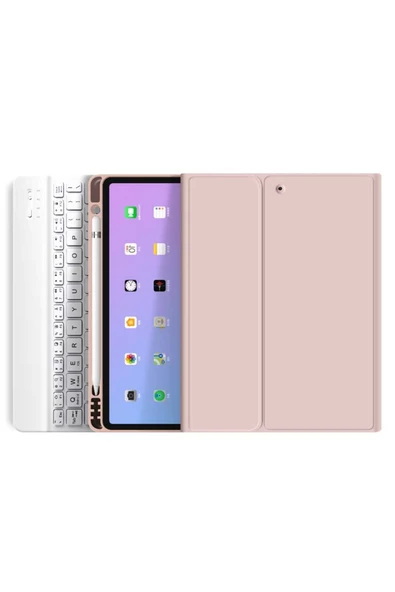 Apple Ipad Pro 4. Nesil M2 2022 11 Inç Uyumlu Bluetooth Klavyeli Kılıf Kalem Bölmeli (TÜRKÇE KLAVYE)  ROSE GOLD