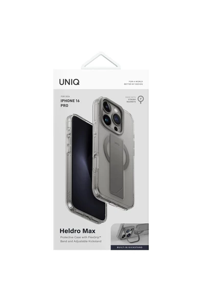 Iphone 16 Pro Kılıf Heldro Max Serisi Magsafe Özellikli (MAGCLİCK™) Tutma Bandı (FLEXGRİP™)  Grey - 8