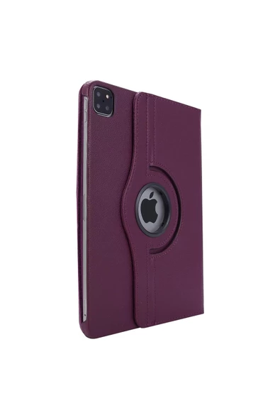 iPad Pro 4. Nesil M2 2022 11 Inç 360° Dönebilen Standlı Tablet Kılıfı Ekran Koruyucu ve Kalem Seti  Mor - Resim 6