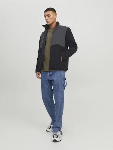 Jack Jones Erkek Hafif Outdoor Mont Yüksek Yaka Siyah Mont 12235864S - 11