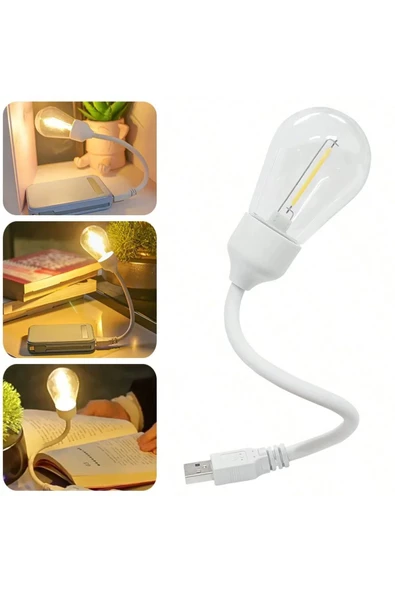 Kitap Okuma/Kamp Işığı/Gece Lambası Retro Otantik Usb Girişli Lamba Kırılmaz Lamba  DESENLİ AMPUL - 2