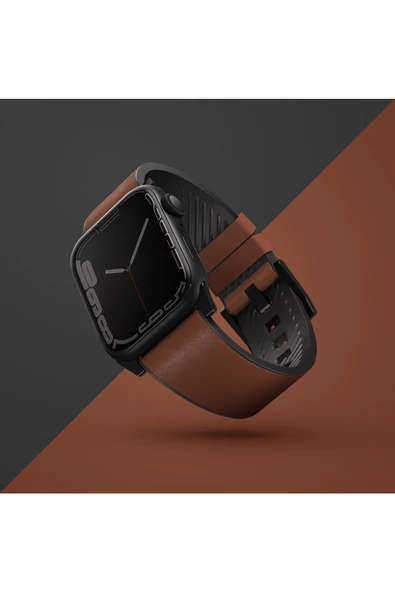 Apple Watch 49mm Ultra 2/1 - 46mm Seri 10 - 45mm Seri 9/8/7 - 44mm Seri SE2/SE/6/5/4 Deri Kordon  Black - 6