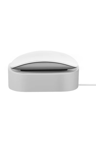 Apple Magic Mouse Pro Uyumlu  Şarj İstasyonu Nova Serisi Minimalist Tasarım  Chalk Grey