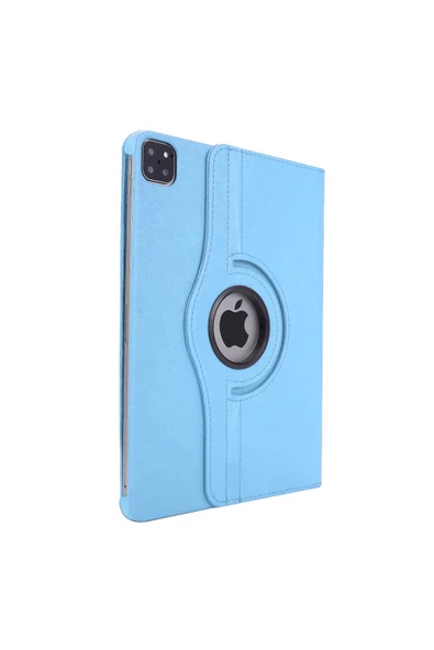 Ipad Pro 4. Nesil M2 2022 11 Inç Uyumlu 360° Dönebilen Uyku Modlu Standlı Pu Deri Kapaklı Kılıf  Mavi - 3