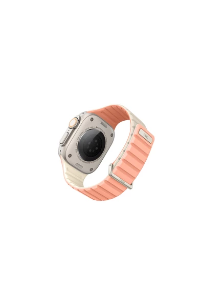 Apple Watch Revix Evo Serisi 49mm Ultra 2/1 - 46mm Seri 10 - 45mm 9/8/7 - 44mm SE2/SE/6/5/4 Kordon  Crepe Pink - Ivory - 3